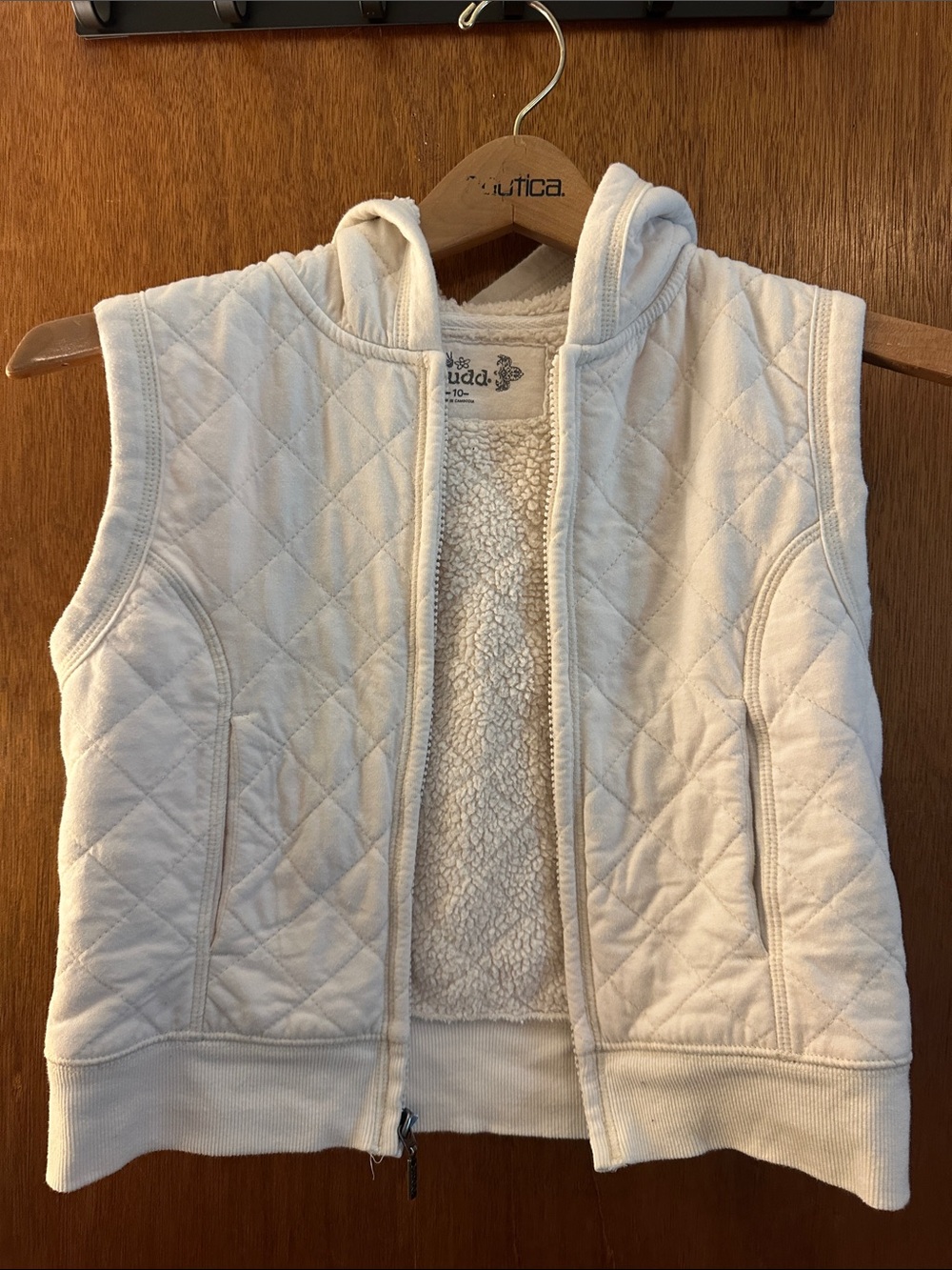 Mudd Girls Cream Quilted Hooded Vest